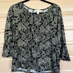 Elegant Black and Gray Paisley Women's Top
